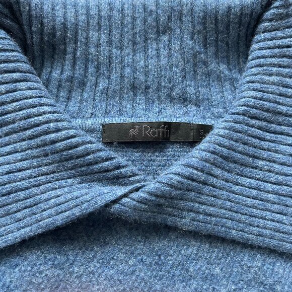 Raffi Women's 100% Cashmere Open Back Collared Sweater - Blue - US S - Picture 4 of 5